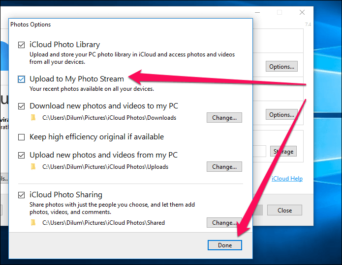 I Cloud Photos не загружает Windows 10 7