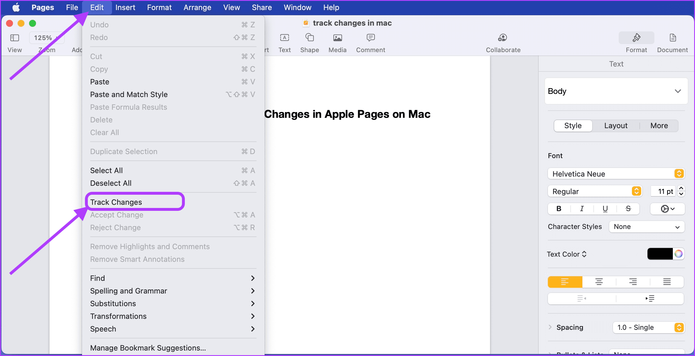1. Включите отслеживание изменений на страницах Apple 3