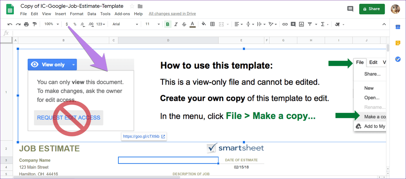 Бесплатный шаблон счета-фактуры Google Sheets 2