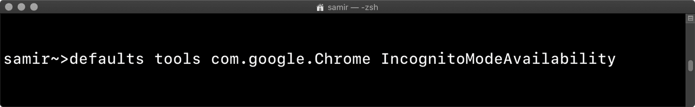 Удалить команды терминала Chrome Mac под управлением организации 5