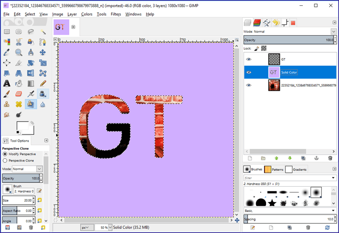 Видеть сквозь текст Gimp 14