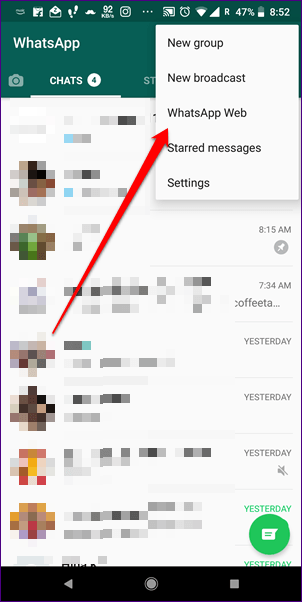 Поделиться скриншотом WhatsApp Web 8
