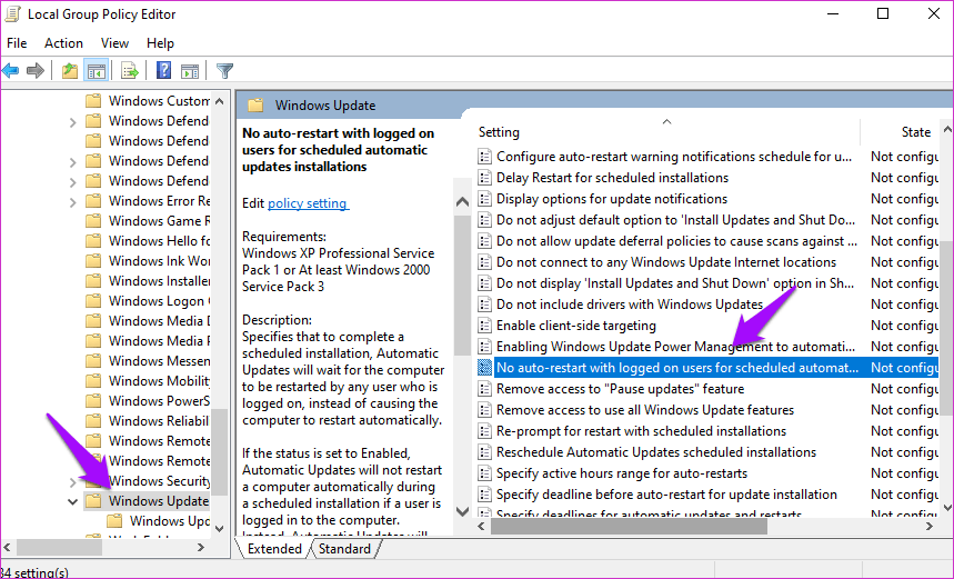 Отключить автоматическую перезагрузку в Windows 10 9