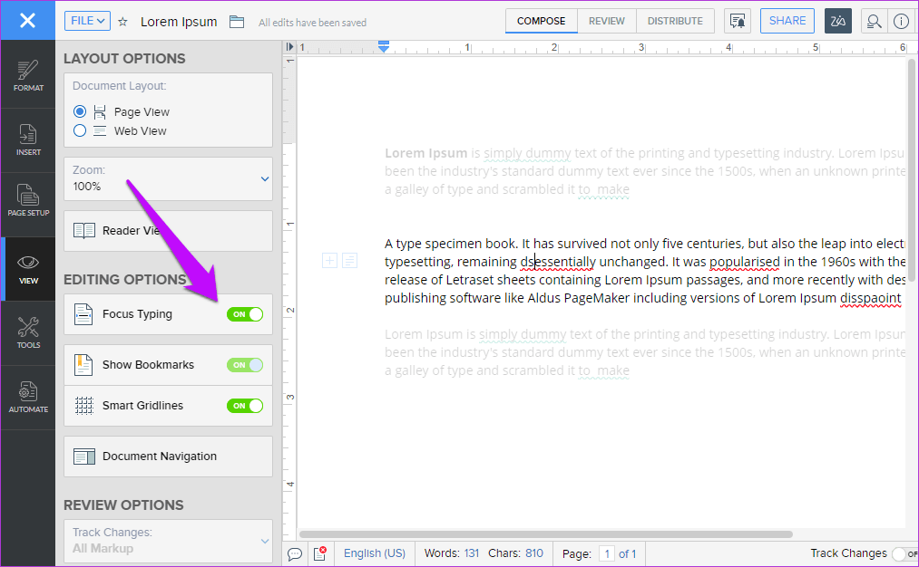 Zoho Docs Writer против Google Docs 14