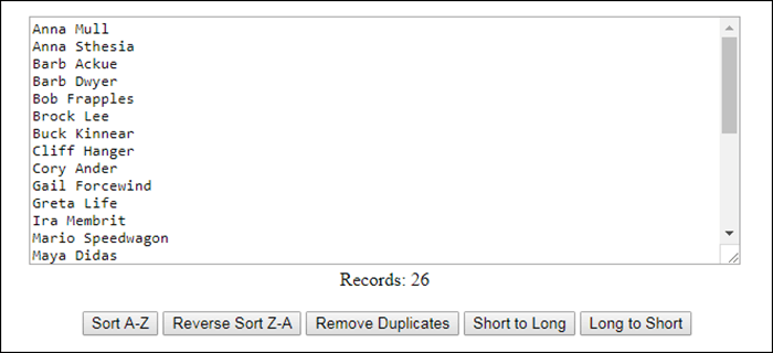 Алфавитный макет и сортировка