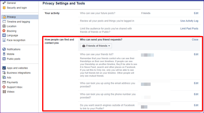 Настройки конфиденциальности Facebook 10