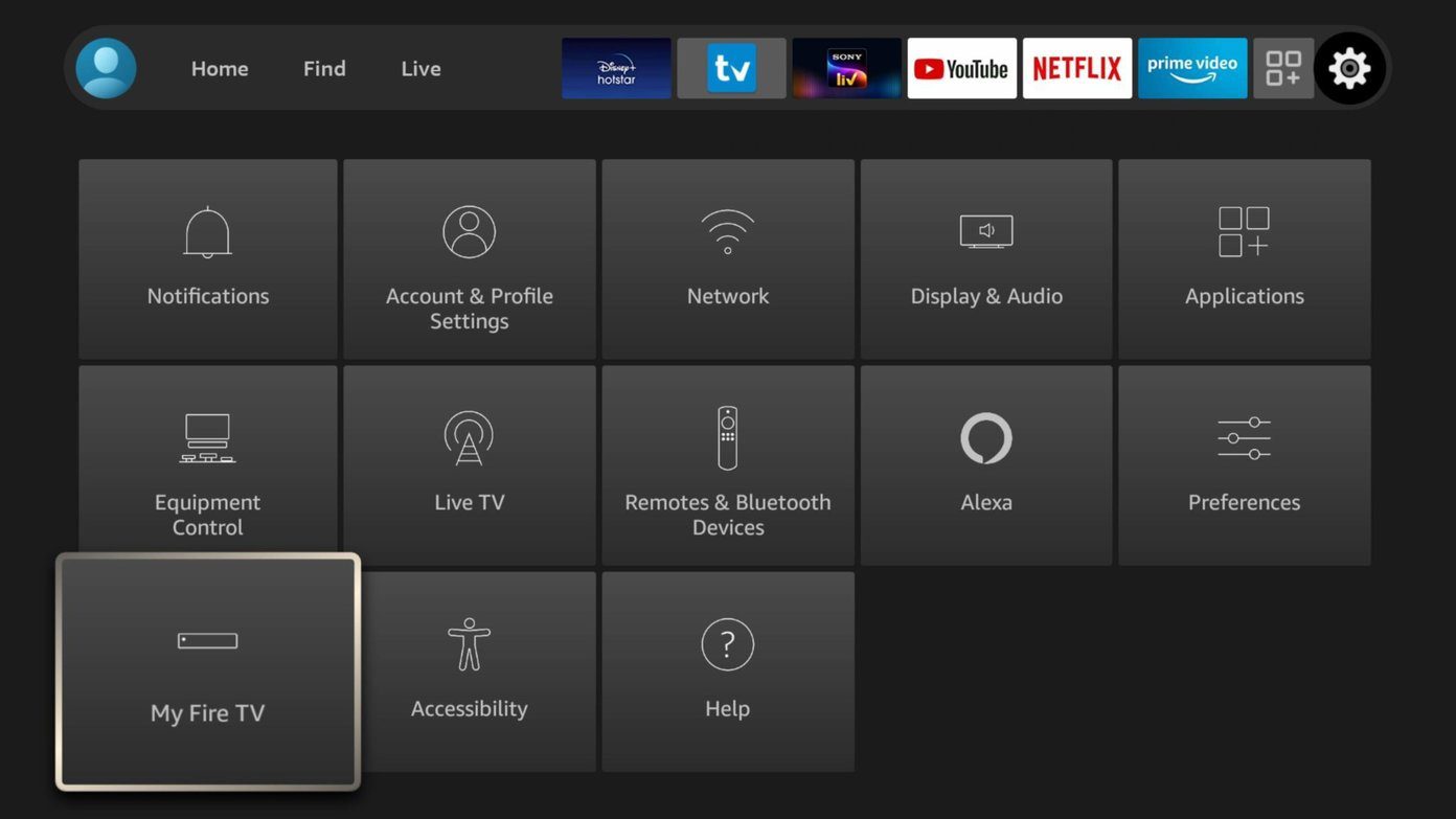 Меню моего Fire TV