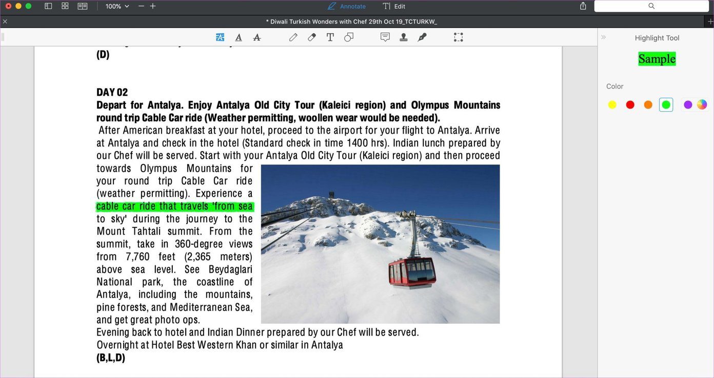 Подсветка экспорта PDF