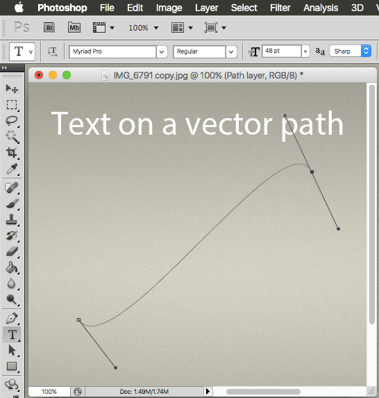 Конечная точка векторного текста Photoshop