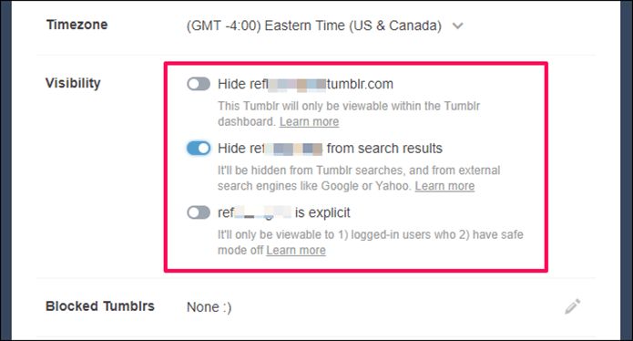 Tumblr скрыть от поисковых систем 3