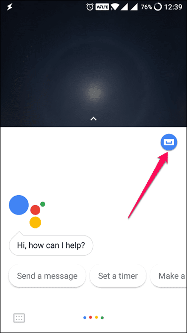 Главный экран Google Ассистента