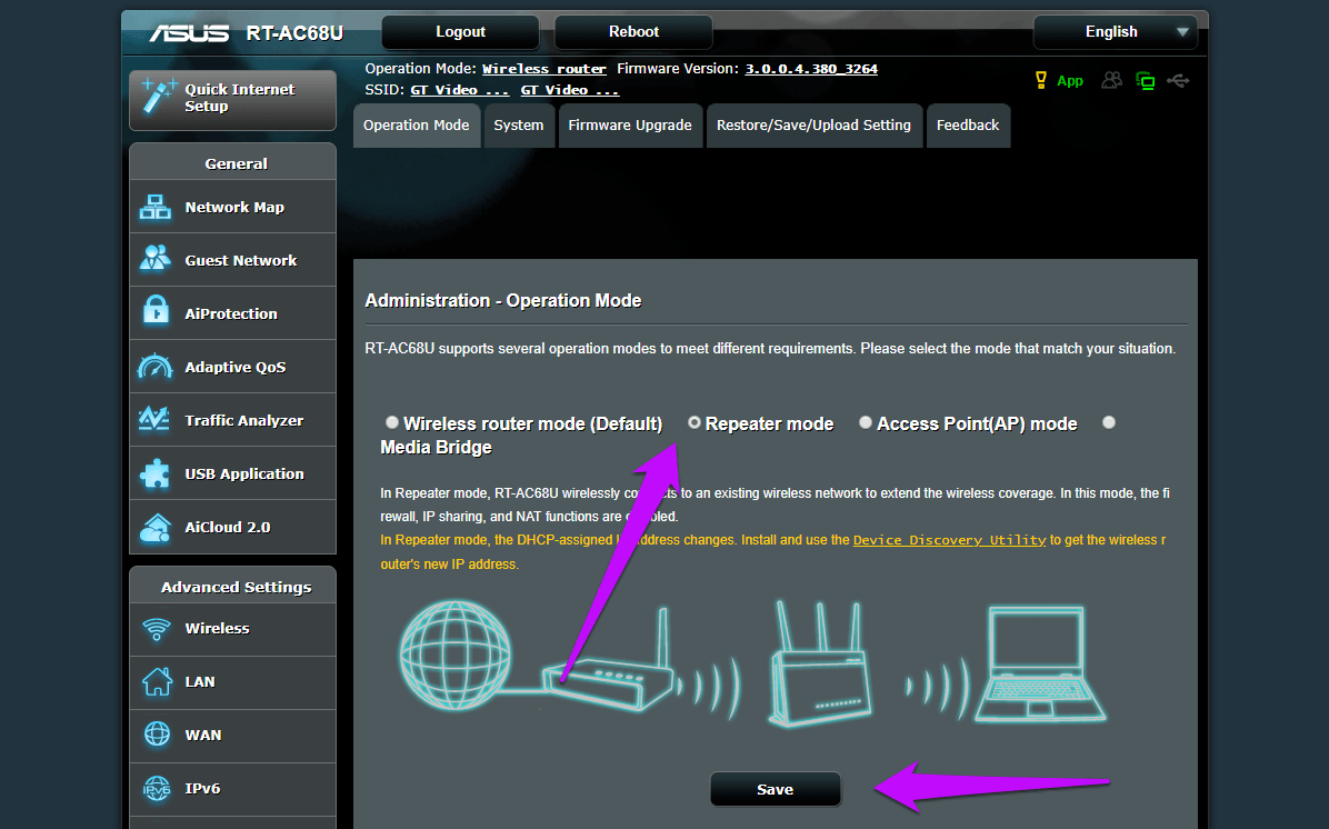 Как настроить Asus Rt Ac68 U в качестве точки доступа и повторителя 6