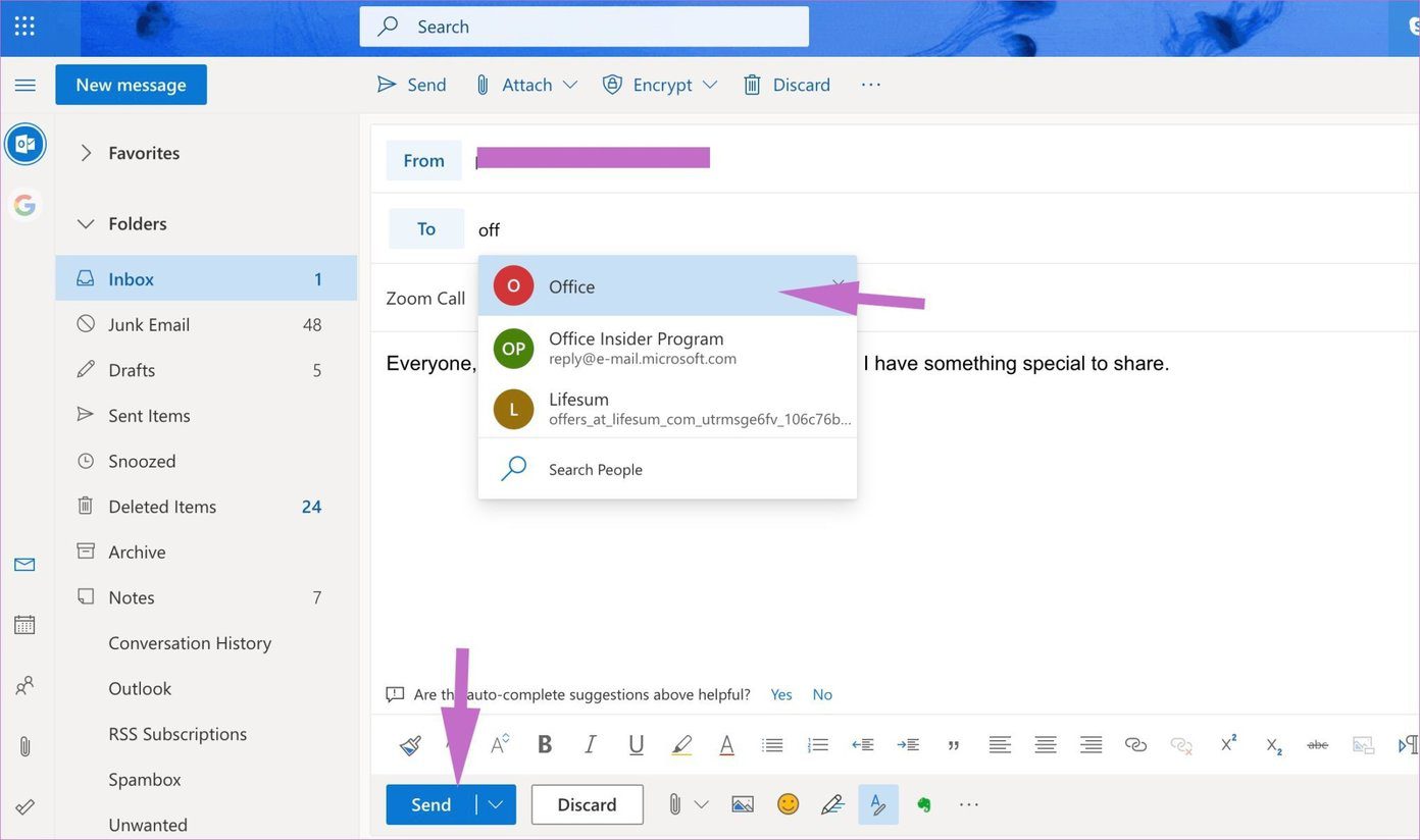 Отправить электронное письмо Outlook в группу