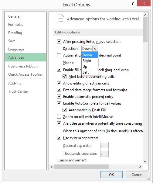 Excel Введите параметр