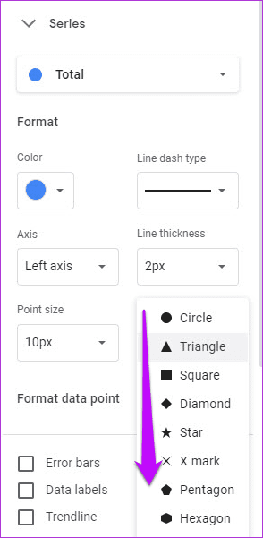 Как сделать линейный график в Google Sheets 8