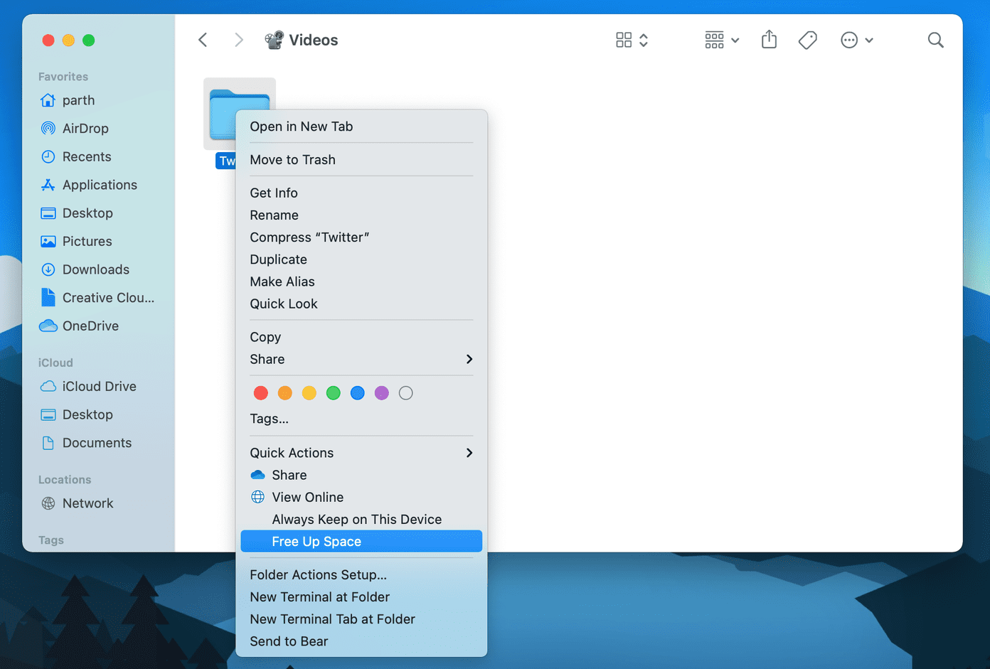 Файлы OneDrive по запросу на Mac