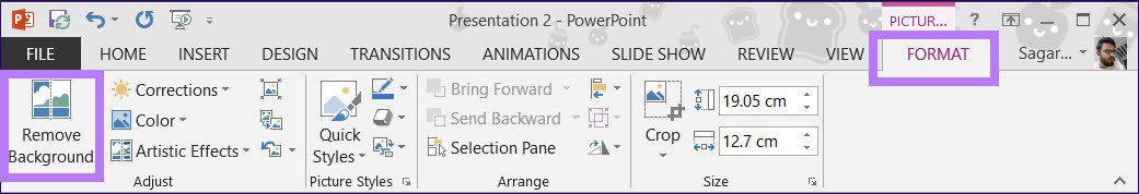 Прозрачный эффект формата изображения MS PowerPoint
