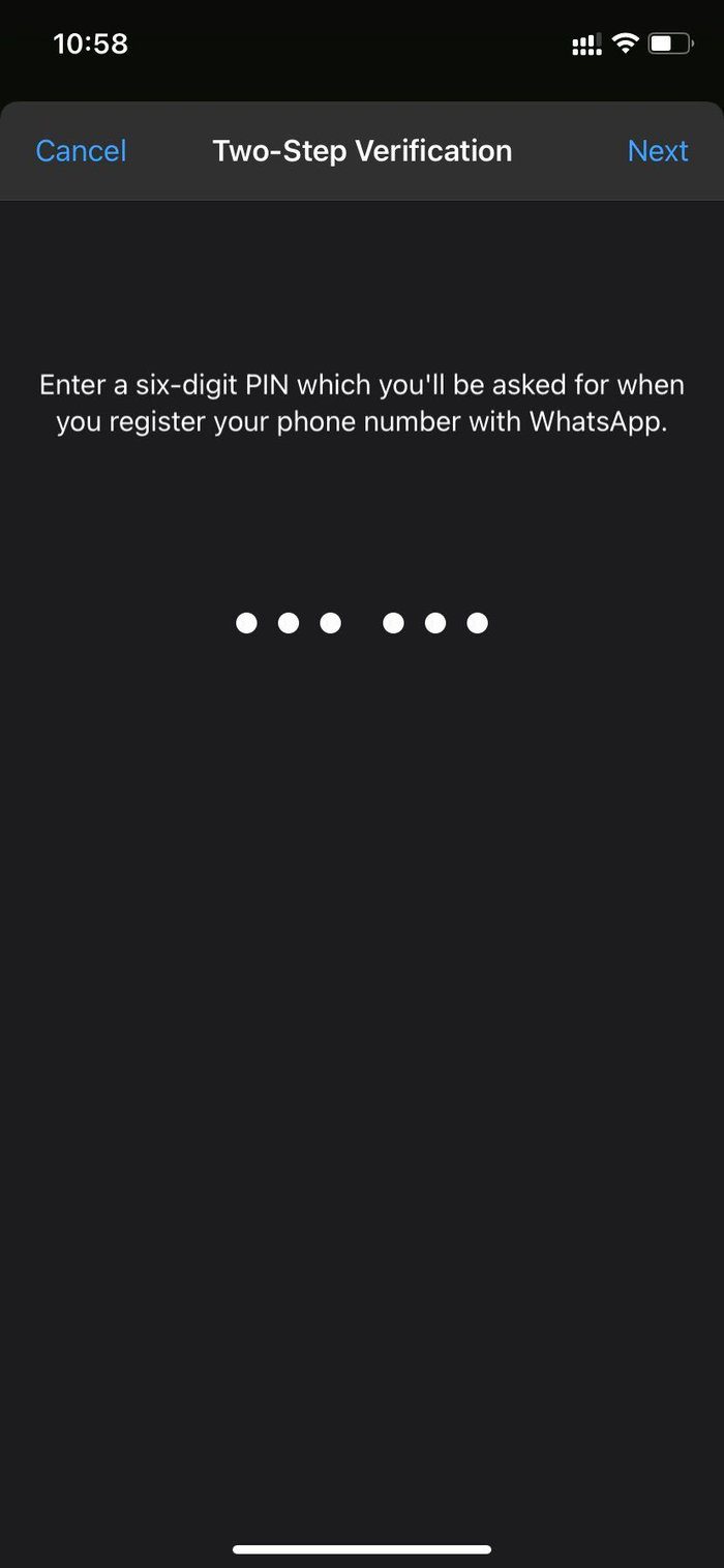 Введите пин-код WhatsApp