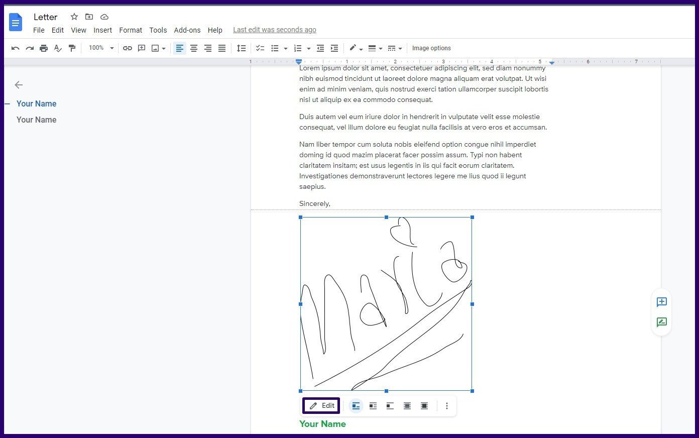 Как создавать и вставлять подписи в Google Docs шаг 8
