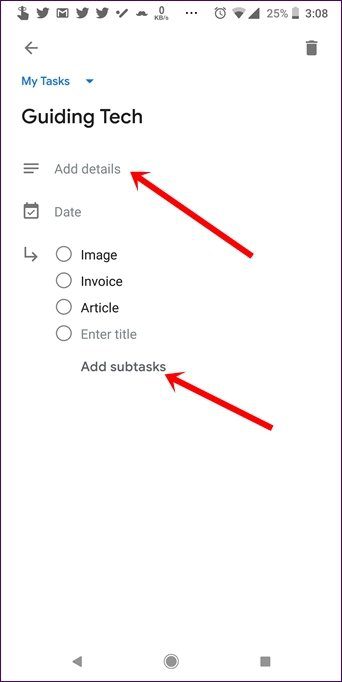 Возможности Google Tasks Подсказки 8