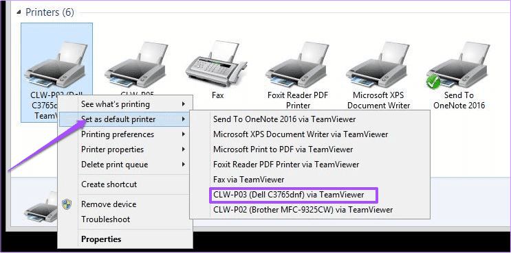 Установка удаленной печати Team Viewer в качестве принтера по умолчанию