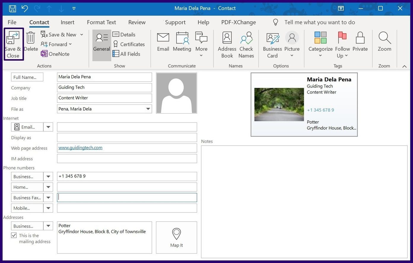Как создавать и использовать визитки в Outlook шаг 14