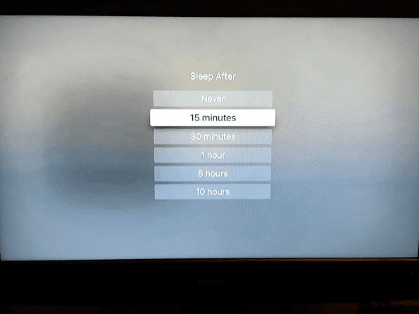 Настройки сна для заставки Apple Tv 2