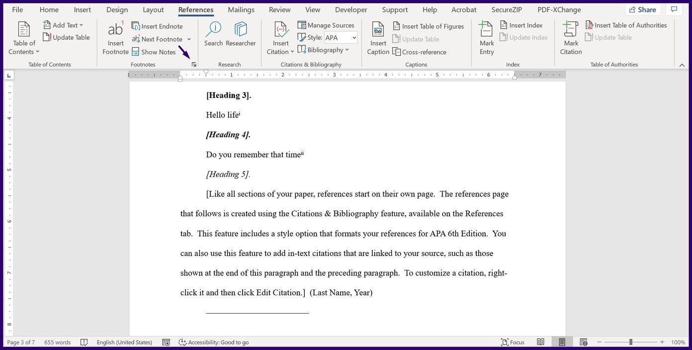 Как создавать и вставлять сноски и концевые сноски в Microsoft Word шаг 11