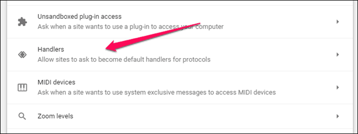 Настройки протокола обработчиков Google Chrome