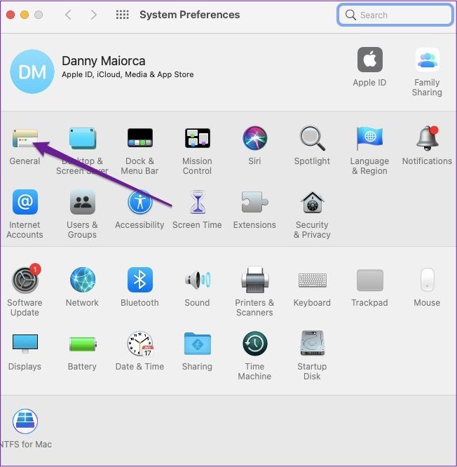 Общие системные настройки Mac
