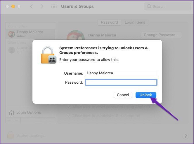 Mac разблокирует данные пользователя и группы