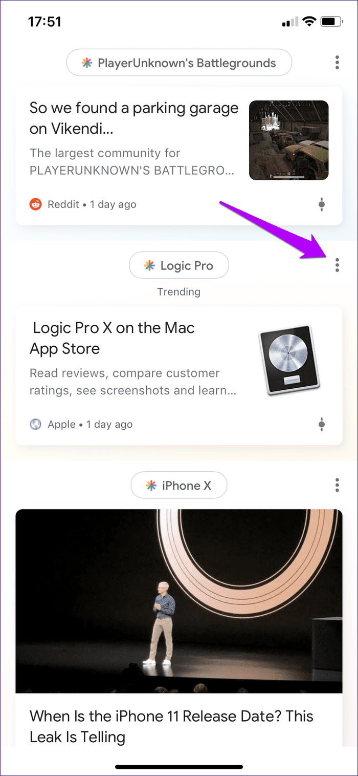 Отключить популярные поисковые запросы Приложение Google 1