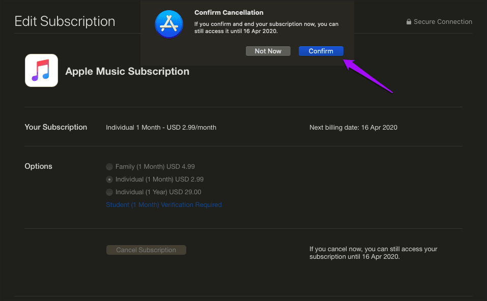 Отписаться от Apple Music 26 числа
