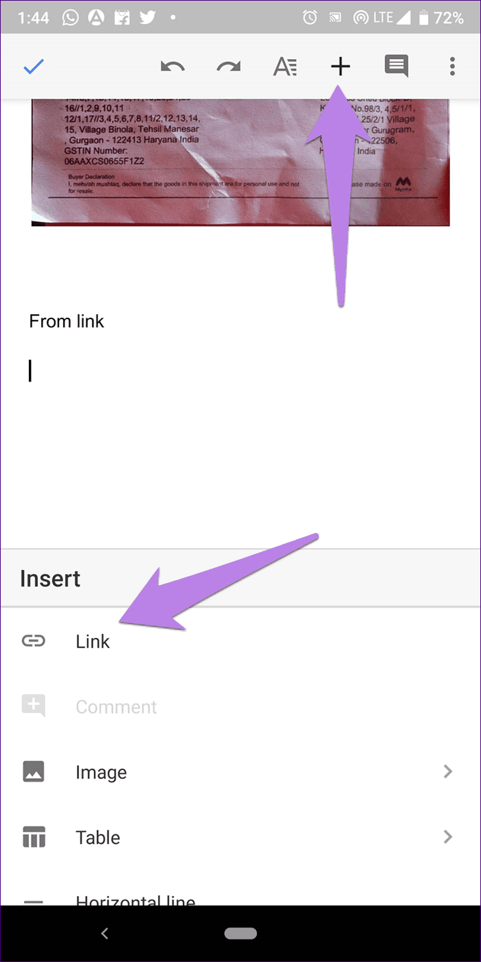 Добавить отсканированное изображение Документы Google 10