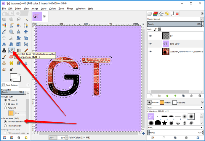Видеть сквозь текст Gimp 21