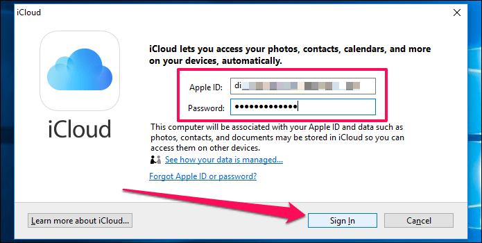 I Cloud Photos не загружается Windows 10 Выход 22