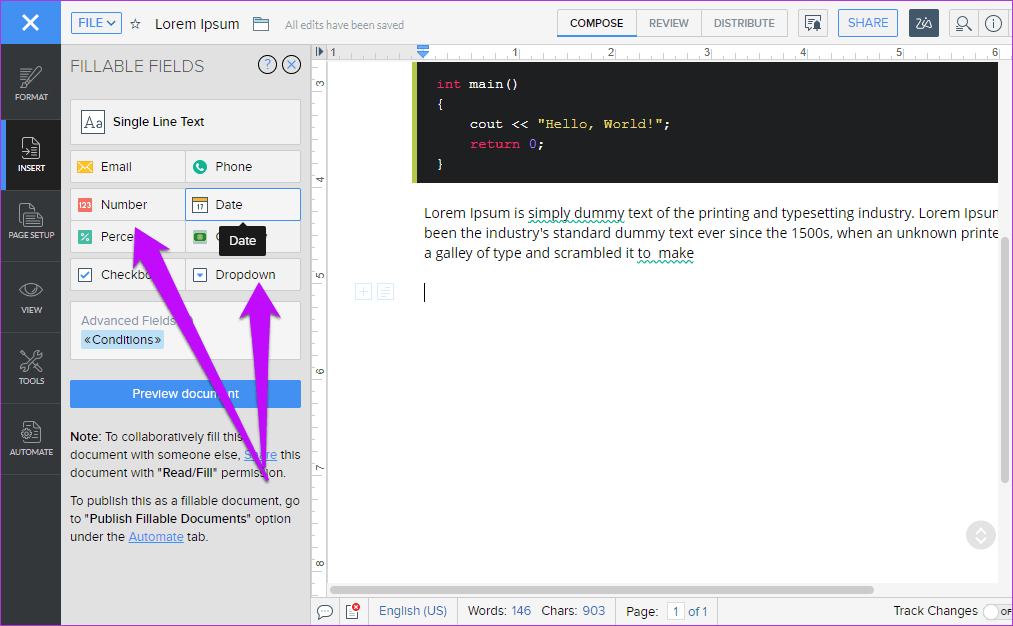 Zoho Docs Writer против Google Docs 18