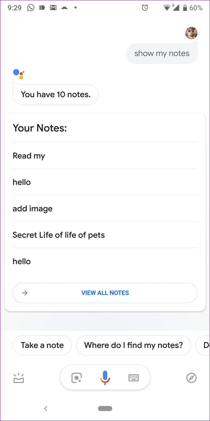 Заметки и списки Google Assistant 2