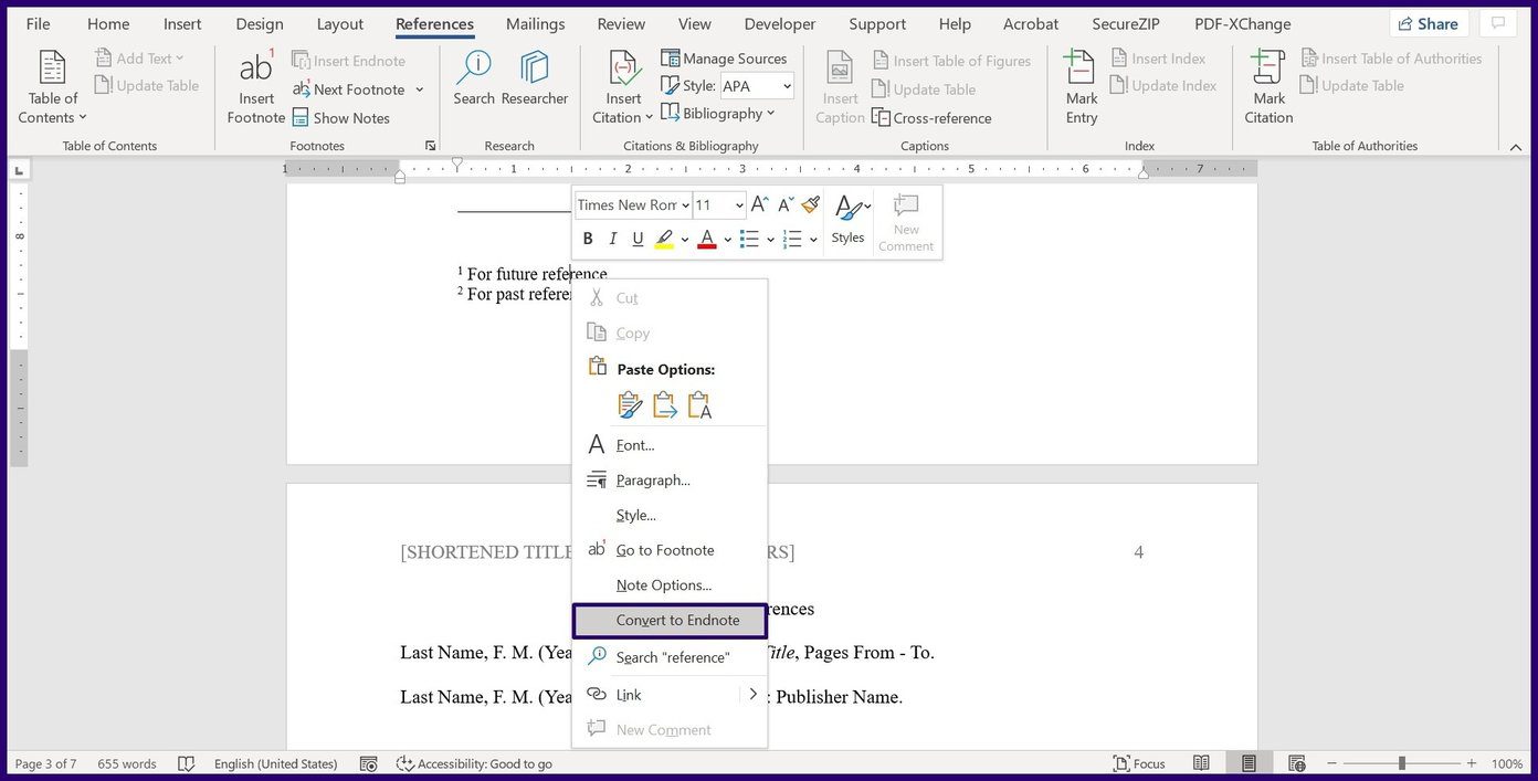 Как создавать и вставлять сноски и концевые сноски в Microsoft Word шаг 10