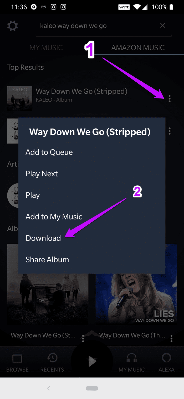 Как очистить историю песен на Amazon Music 1