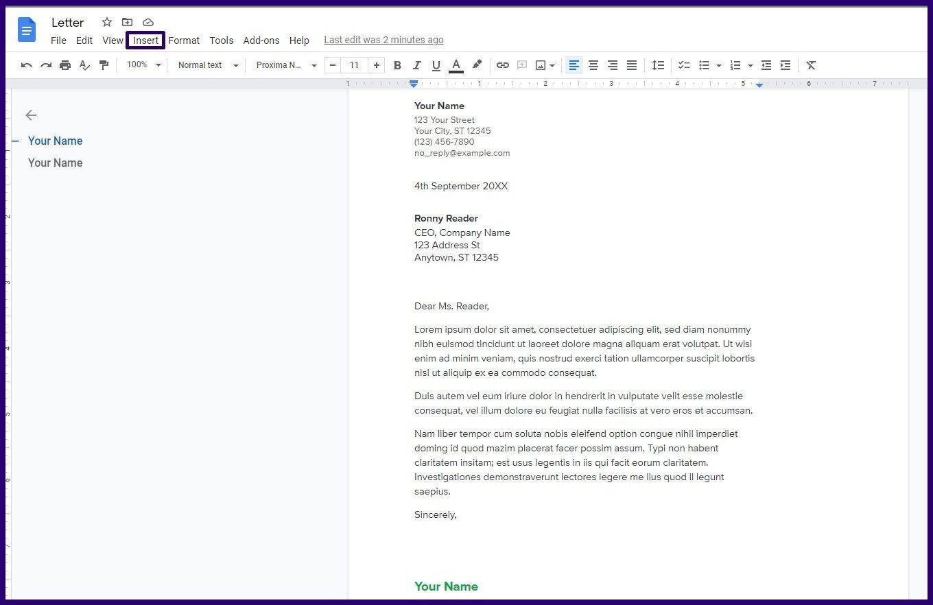 Как создавать и вставлять подписи в Google Docs шаг 3