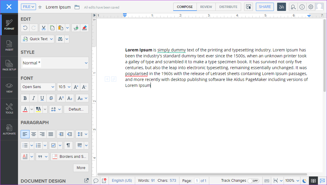 Zoho Docs Writer против Google Docs 2