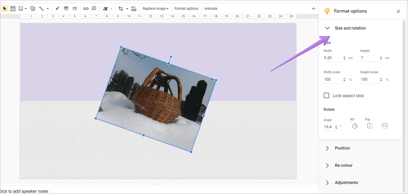 Советы по редактированию изображений в Google Slides 3