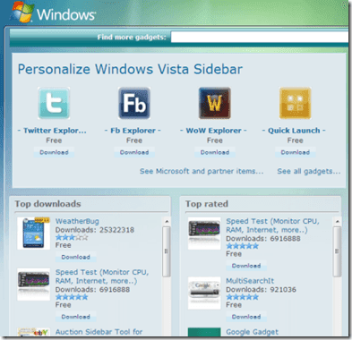 Боковая панель Windows2