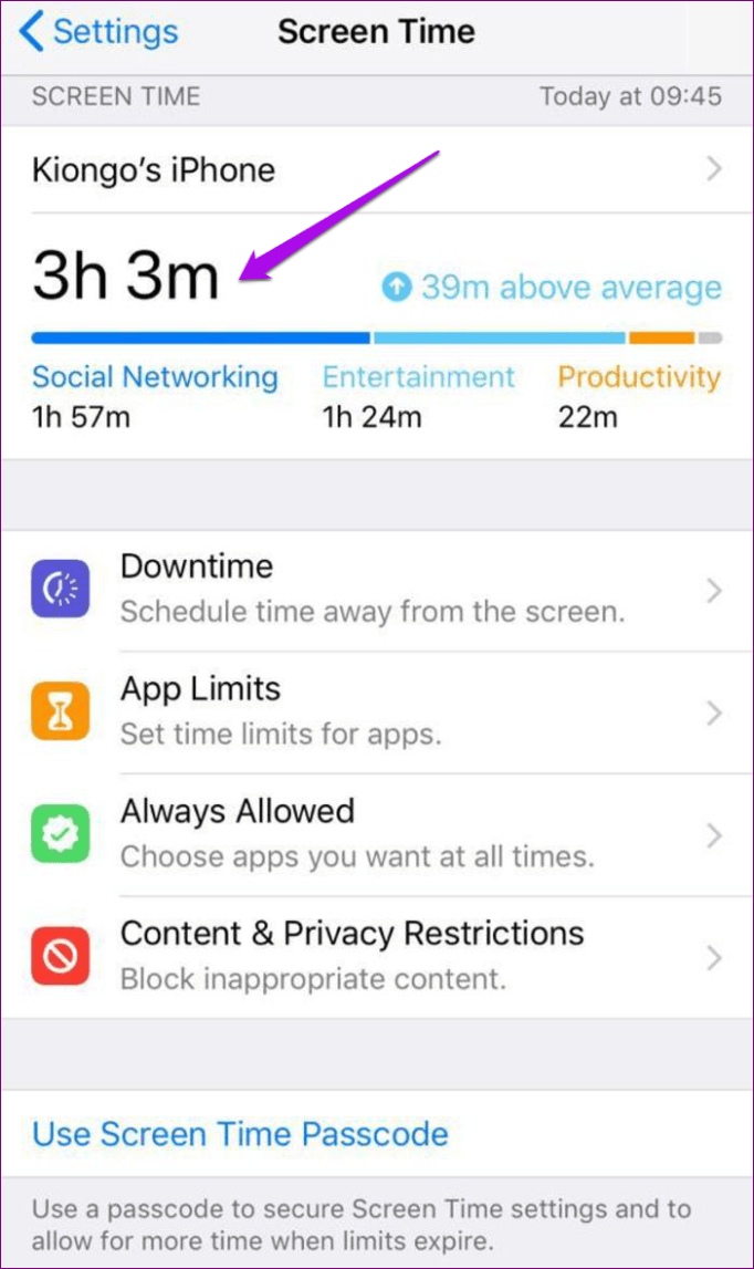Проверка экранного времени Различные устройства Настройки iOS Использование экранного времени