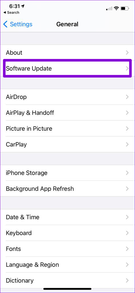 Общие настройки на i Phone