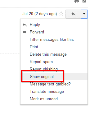 Полный заголовок Gmail
