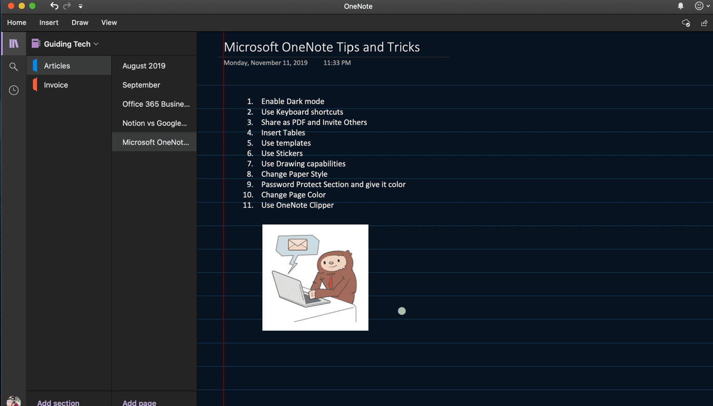 Onenote Dark
