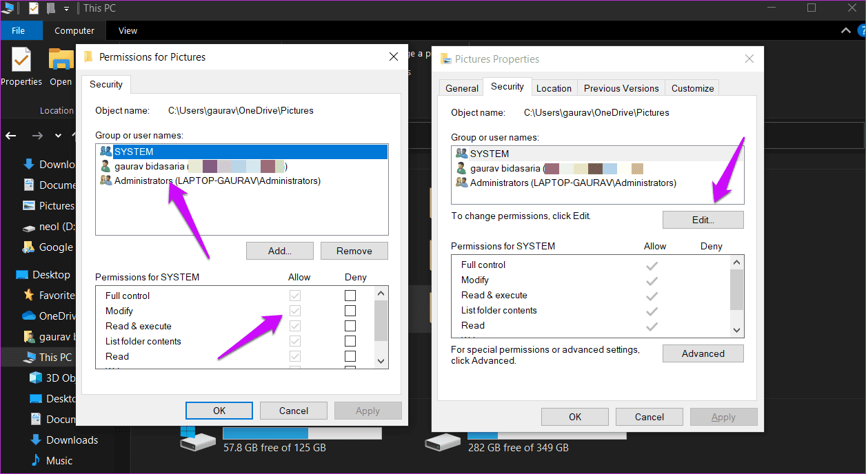 Исправить ошибку отказа в доступе к папке Windows 8