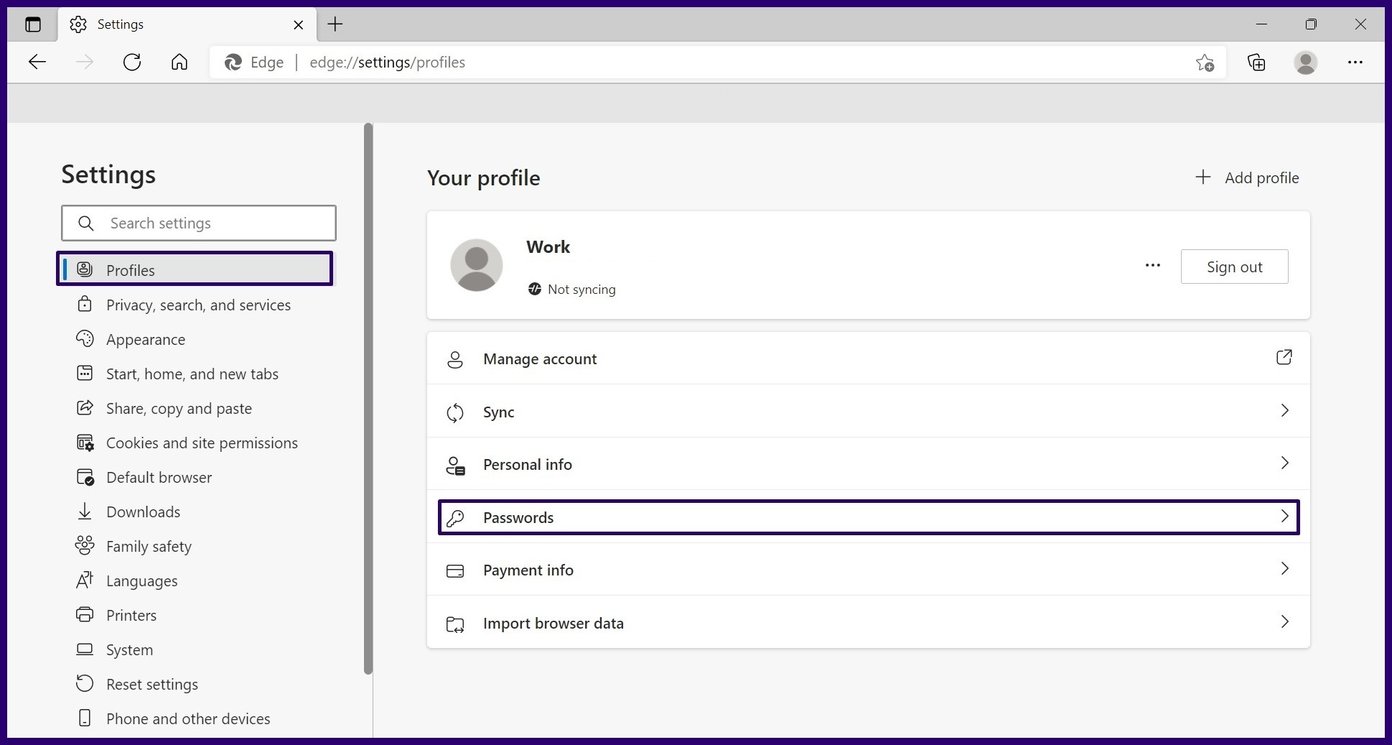 Как управлять сохраненными паролями в Microsoft Edge, шаг 5